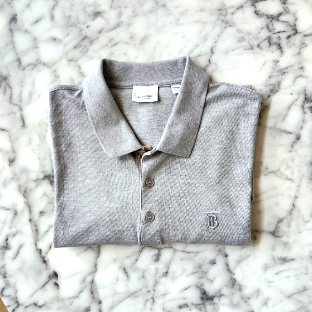 XXXL 100%Cotton Gray Burberry Polo Shirt